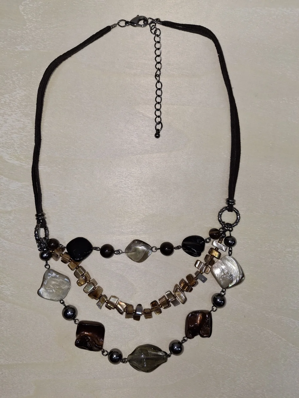 Multistrand Brown and Mother-of-Pearl Women's Necklace